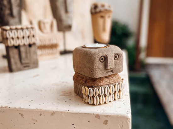 Bougeoir Sumba corde et coquillages