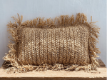Housse de coussin raphia à franges