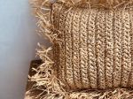Housse de coussin raphia à franges
