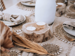 Dessous de verre en raphia et coquillages