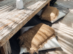 Housse de coussin raphia à franges