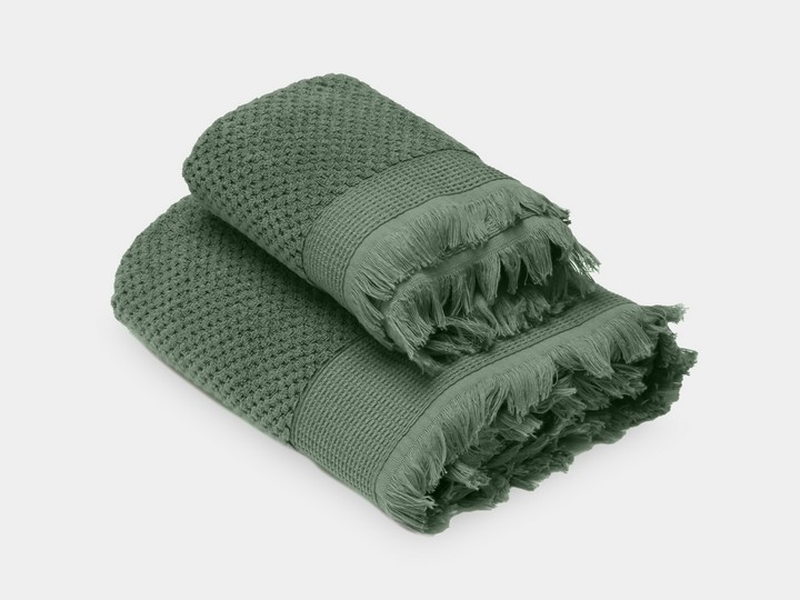 Serviette Téthys Olive, différentes tailles | Vent du Sud