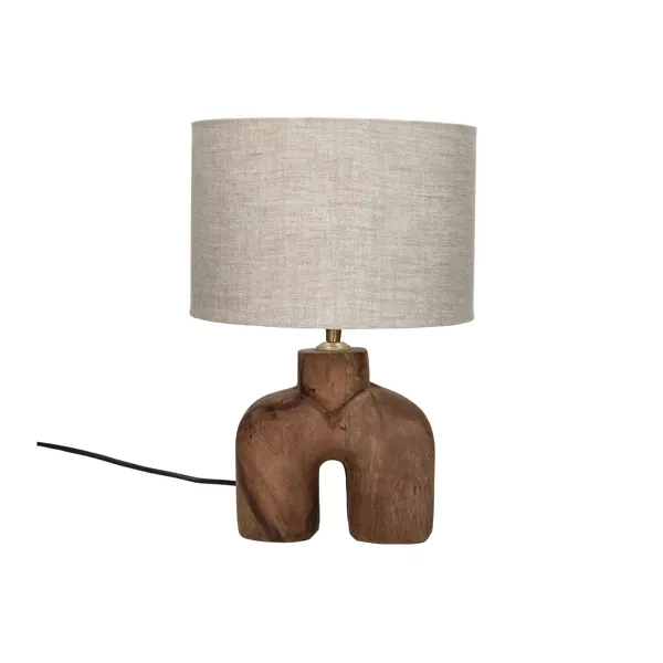 Lampe de table Lampedusa en bois de mangier - H38 cm - brun I Pomax